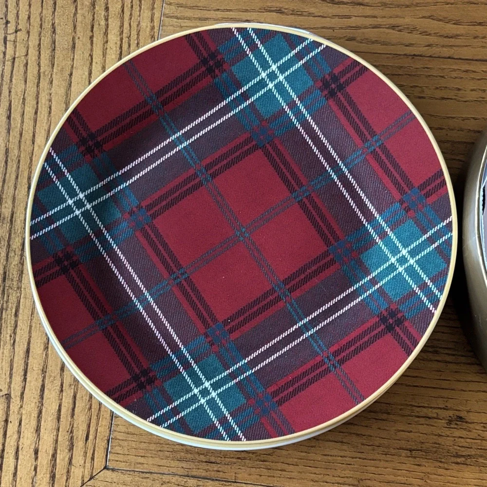 Williams Sonoma Red and Black Tartan Plates
